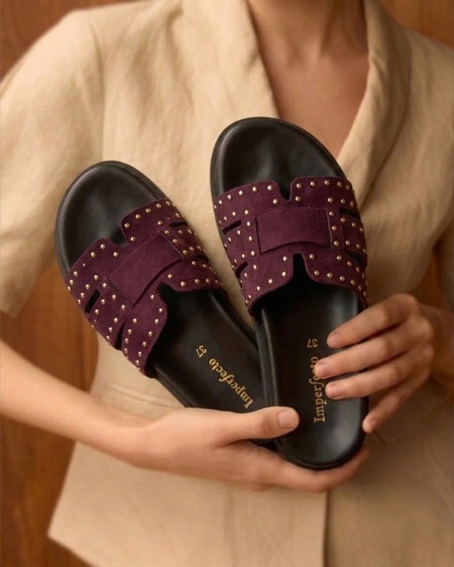 Imperfecto studded leather flats — Facebook Feed